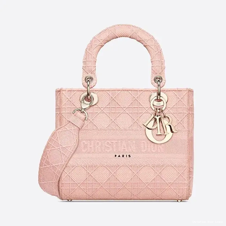 Canvas Pink Motif Cannage Bag Medium D-lite Lady 0511 Luxury